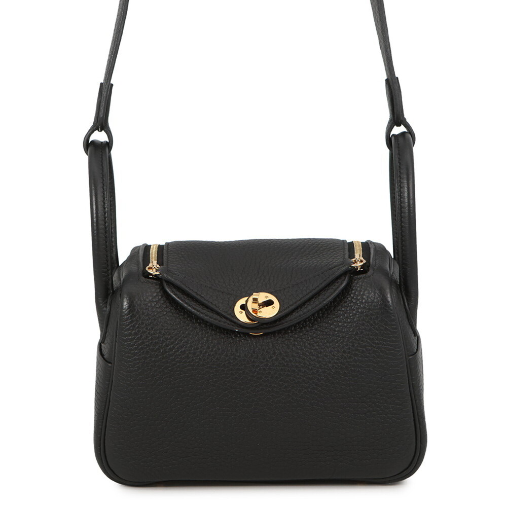 Hermes Lindy Mini handbag, black, Taurillon Clemence leather, W stamp, HERMES...